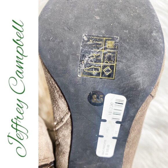 NWT JEFFREY CAMPBELL Perouze Over-The-Knee Faux Suede Block Heel Boots Taupe 8.5 - Picture 12 of 16